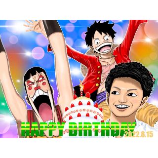 イラスト　似顔絵　ONE PIECE 誕生日　プレゼント　ウェルカムボード(アート/写真)