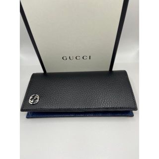 グッチ(Gucci)のGUCCI グッチ　長財布　黒　青　小銭入れ ラウンド長財布 GGロゴ(長財布)