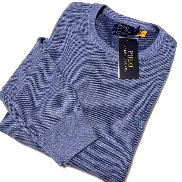 POLO RALPH LAUREN(ポロラルフローレン)の超良きピマコットン ワッフルニット☆新品 ラルフローレン M/スカイブルーヘザー メンズのトップス(ニット/セーター)の商品写真