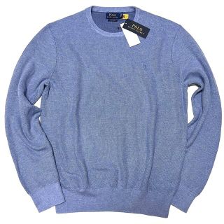 ポロラルフローレン(POLO RALPH LAUREN)の超良きピマコットン ワッフルニット☆新品 ラルフローレン M/スカイブルーヘザー(ニット/セーター)