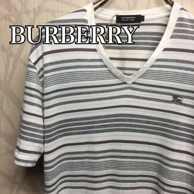 BURBERRY BLACK LABEL(バーバリーブラックレーベル)の【激レア】バーバリー　Tシャツ　半袖　胸ロゴ　三陽商会　ボーダー メンズのトップス(Tシャツ/カットソー(半袖/袖なし))の商品写真