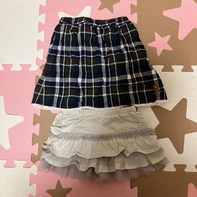 mikihouse(ミキハウス)のミキハウスキュロットスカート、スカート２枚まとめうり キッズ/ベビー/マタニティのキッズ服女の子用(90cm~)(スカート)の商品写真
