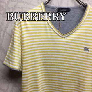 バーバリーブラックレーベル(BURBERRY BLACK LABEL)の【激レア】バーバリー　Tシャツ　半袖　ボーダー　胸ロゴ　三陽商会(Tシャツ/カットソー(半袖/袖なし))