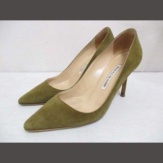 マノロブラニク(MANOLO BLAHNIK)のマノロブラニクMANOLO BLAHNIK パンプス スエード 34.5 カーキ(ハイヒール/パンプス)