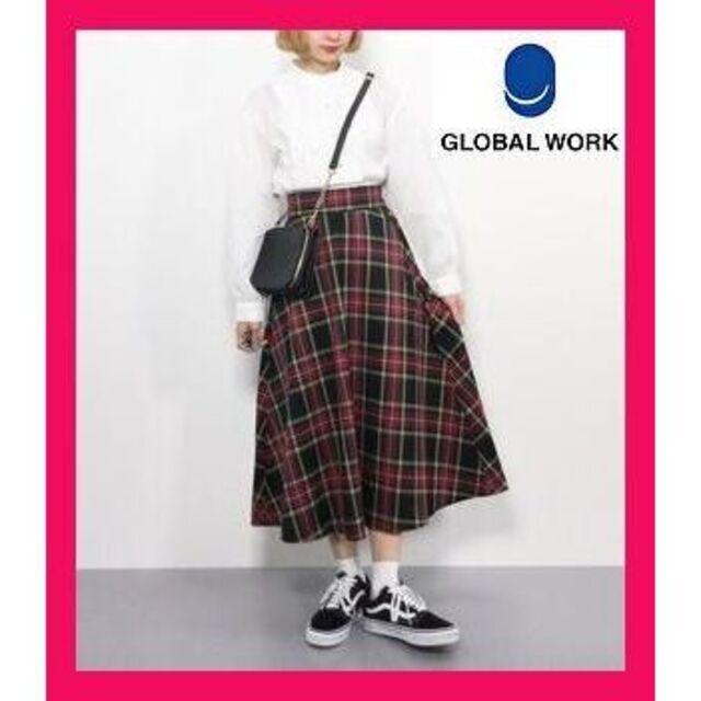 GLOBAL WORK(グローバルワーク)の【GLOBAL WORK】タータンチェックフレアスカート　手洗い　トラッド レディースのスカート(ロングスカート)の商品写真