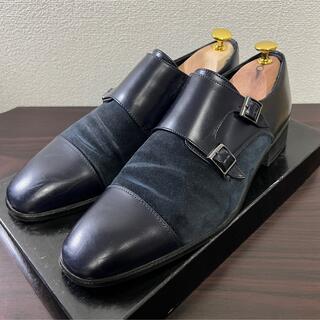ダブルモンク ストレートチップ スエード調切替ビジネスシューズ　革靴(ドレス/ビジネス)