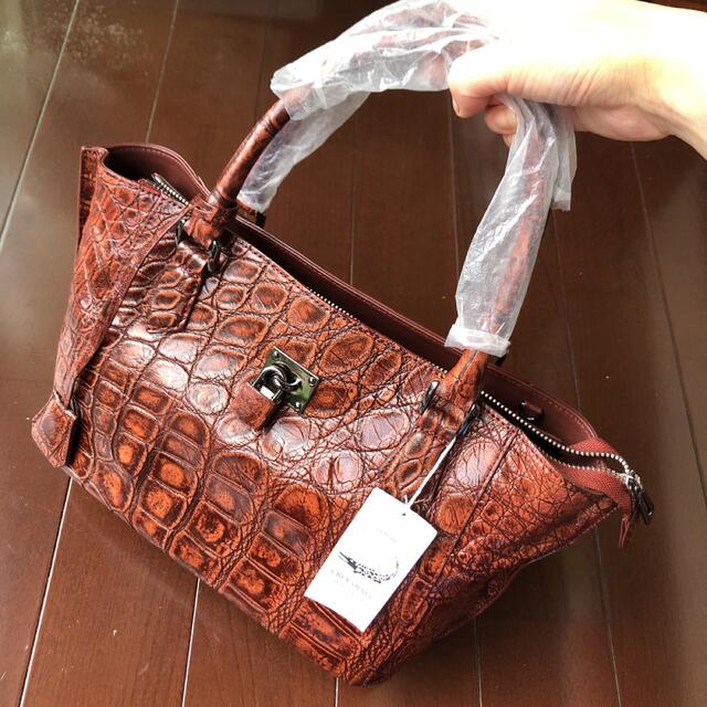 安い購入 新品☆本革のハンドバッグ ショルダー紐付き ブラウン
