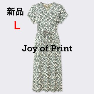 ユニクロ(UNIQLO)の新品❣️ユニクロ Joy of Printクレープジャージーワンピース（半袖）Ｌ(ロングワンピース/マキシワンピース)