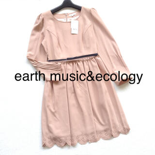 アースミュージックアンドエコロジー(earth music & ecology)のアースミュージック&エコロジー スカラップワンピース S(ひざ丈ワンピース)