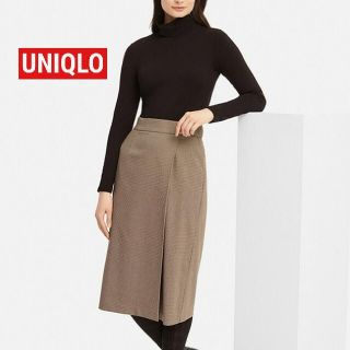 ユニクロ(UNIQLO)の【美品】UNIQLO　チェックナロースカート(ひざ丈スカート)