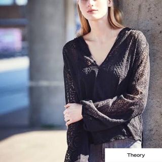 セオリー(theory)の8/31まで　美品　theory  セオリー　刺繍プルオーバーブラウス　ブラック(シャツ/ブラウス(長袖/七分))