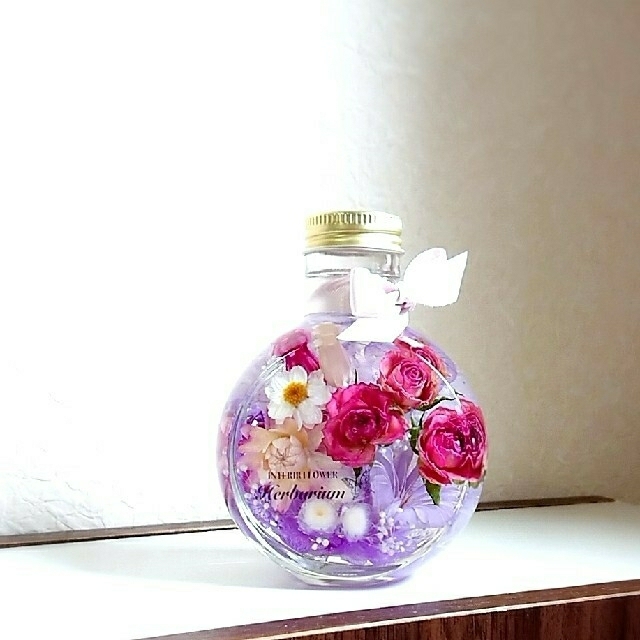 薔薇とすみれパープルのボトル ハンドメイドのフラワー/ガーデン(その他)の商品写真