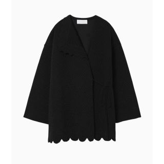 mame★Scallop Cut Knitted Jacket - black