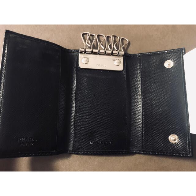 プラダ PRADA 6連 キーケース カードケース 財布 サフィアーノレザー 黒-