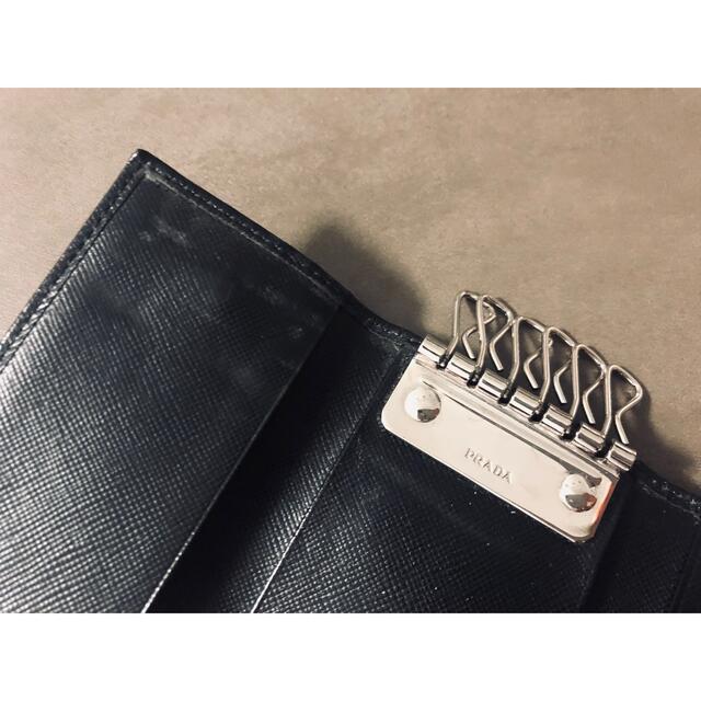 プラダ PRADA 6連 キーケース カードケース 財布 サフィアーノレザー 黒-