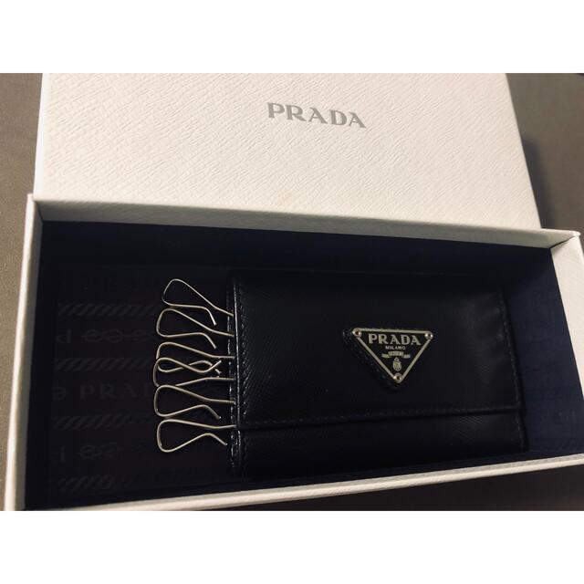プラダ PRADA 6連 キーケース カードケース 財布 サフィアーノレザー 黒-
