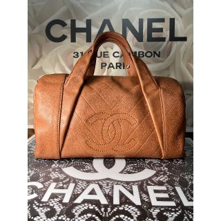 シャネル(CHANEL)の☆正規美品☆シャネル　シェブロン　ミニボストン　カーフスキン　ブラウン♪(ボストンバッグ)