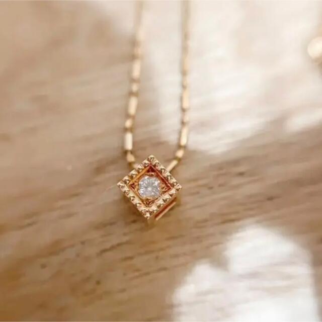 ネックレスagete ダイヤ0.03ct キューブ ネックレス