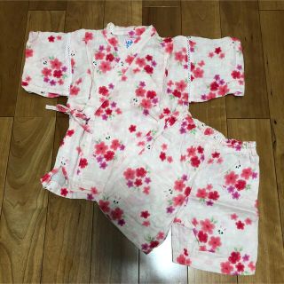 ミキハウス(mikihouse)のミキハウス　二重織ガーゼ お花×うさこ 甚平スーツ　100(甚平/浴衣)