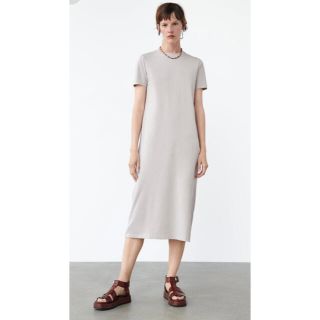 ザラ(ZARA)の新品未使用タグ付き ZARA コットン製ミディ丈ワンピース(ロングワンピース/マキシワンピース)