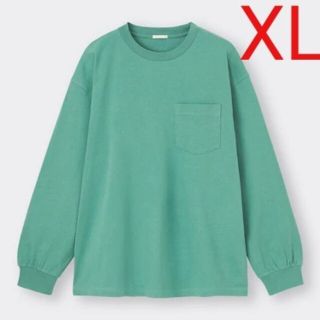 ジーユー(GU)のGU ヘビーウェイトビッグT ロンT グリーン XL(Tシャツ/カットソー(七分/長袖))