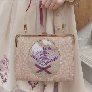 アンアナザーアンジェラス(an another angelus)の9/2までSALE✨ラベンダー刺繍クリアハンドルバッグ(ハンドバッグ)