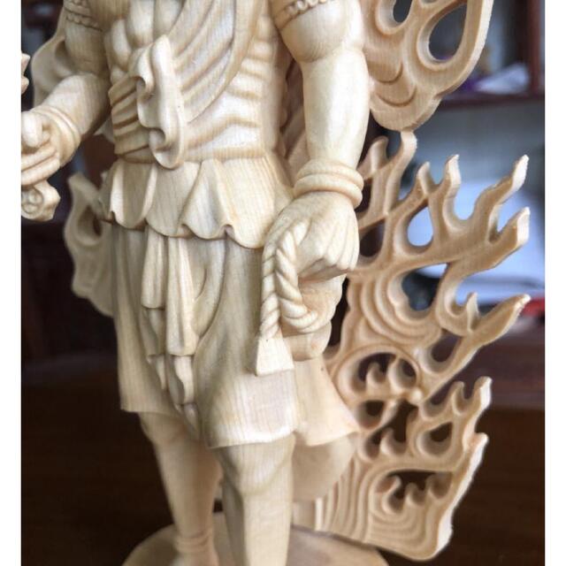 精密細工 木彫仏像 不動明王座像 仏像 桧木