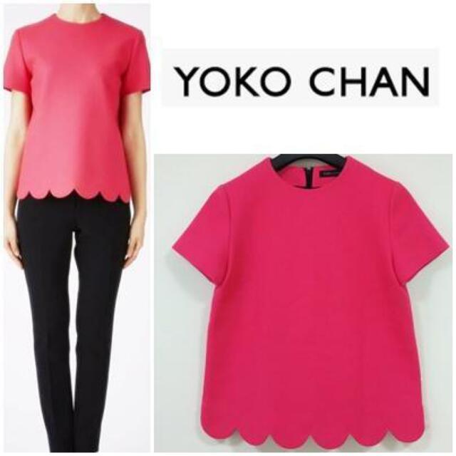 お待たせ! ヨーコチャン YOKOCHAN ブラウス スカラップ M シャツ