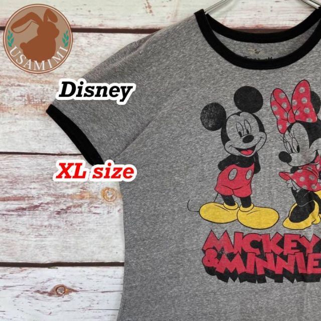 Disney(ディズニー)の【希少】ディズニー ミッキーマウス ミニーマウス リンガーTシャツ XLサイズ レディースのトップス(Tシャツ(半袖/袖なし))の商品写真