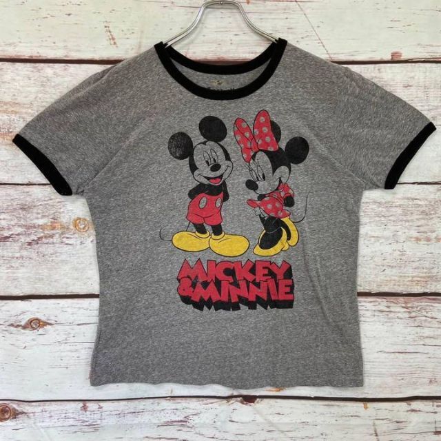 Disney(ディズニー)の【希少】ディズニー ミッキーマウス ミニーマウス リンガーTシャツ XLサイズ レディースのトップス(Tシャツ(半袖/袖なし))の商品写真