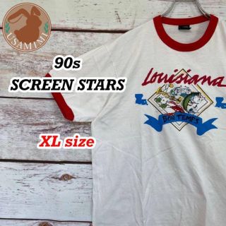 90s SCREENSTARS ヴィンテージ リンガーTシャツ アメリカ製 XL(Tシャツ/カットソー(半袖/袖なし))