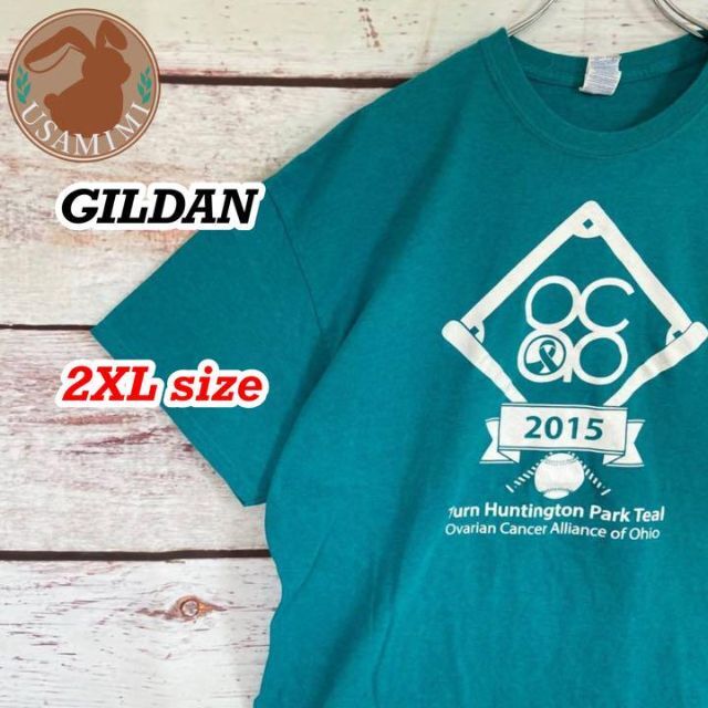輸入古着 GILDAN 企業ロゴ 実業団野球チーム プリント ゆるだぼ Tシャツ メンズのトップス(Tシャツ/カットソー(半袖/袖なし))の商品写真