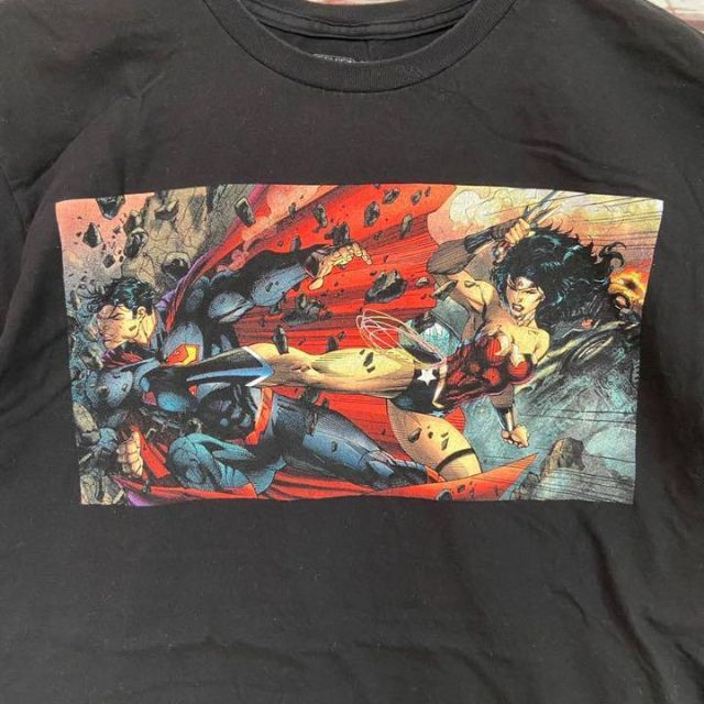 DC(ディーシー)の輸入古着 ジャスティスリーグ スーパーマン ワンダーウーマン Tシャツ Lサイズ メンズのトップス(Tシャツ/カットソー(半袖/袖なし))の商品写真