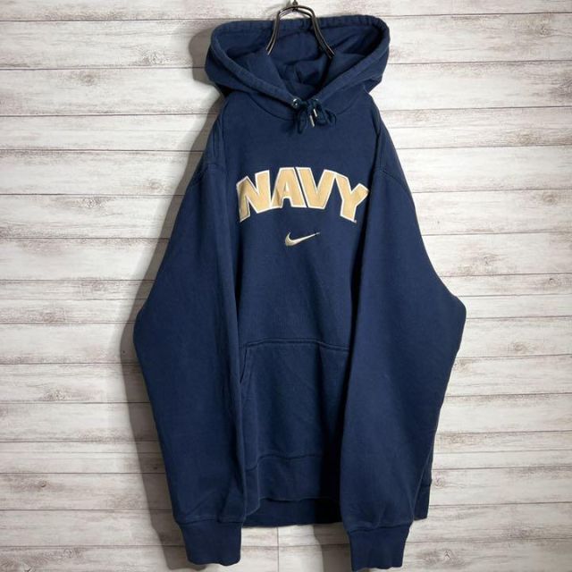 入手困難!!】ナイキ ✈︎刺繍ロゴ NAVY ゆるだぼ 裏起毛 パーカー