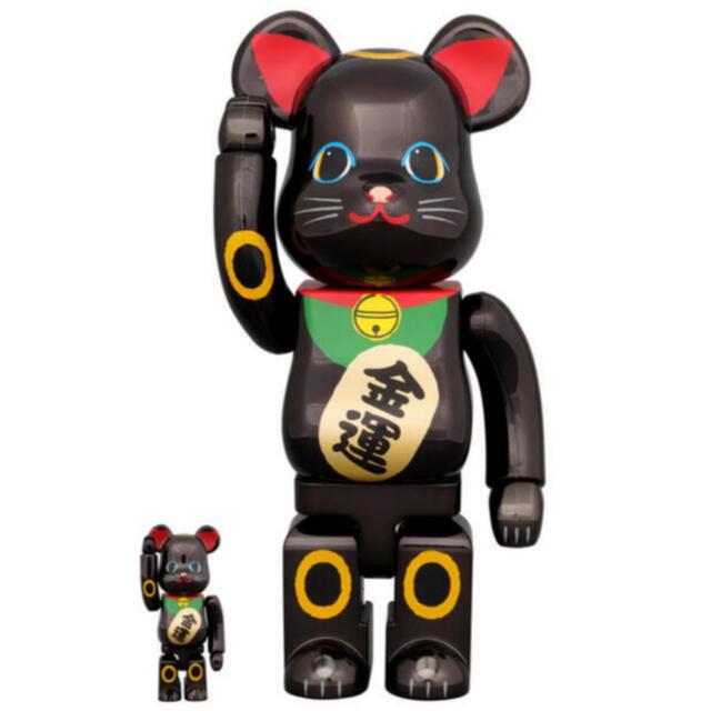 BE@RBRICK(ベアブリック)の【新品】BE@RBRICK 招き猫 金運 黒メッキ 100％ & 400％ エンタメ/ホビーのフィギュア(その他)の商品写真