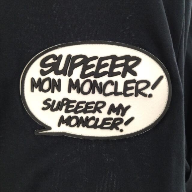 MONCLER モンクレール フロントラバーワッペン付クルーネック半袖Tシャツ D10918033000 8390Y ブラック