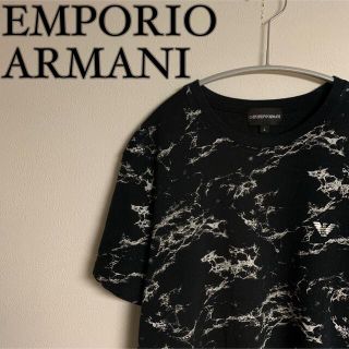 エンポリオアルマーニ(Emporio Armani)の【美品】EMPORIO ARMANI エンポリオアルマーニ　総柄　Tシャツ　黒(Tシャツ/カットソー(半袖/袖なし))