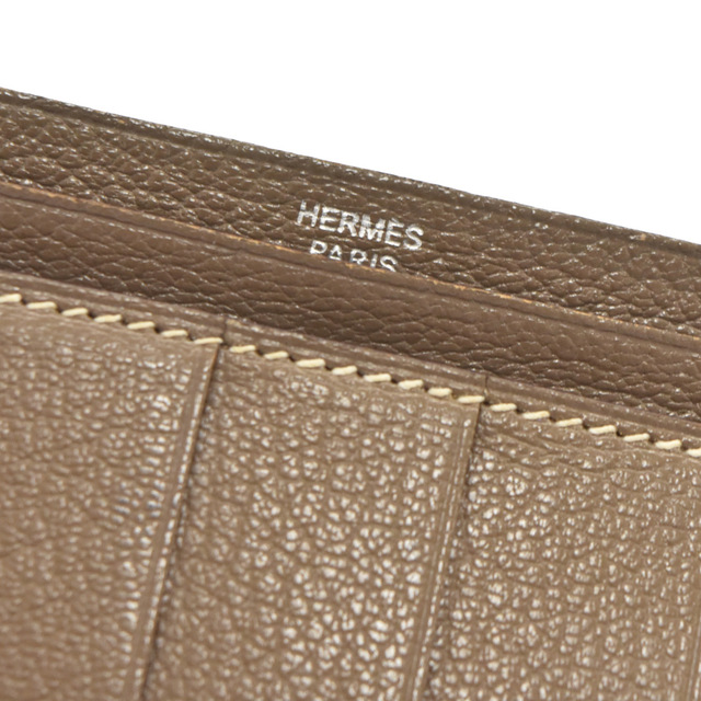 HERMES エルメス J 刻印 ベアンクラシック H金具付き 二つ折り長財布 レザー ロング ウォレット ベージュ 5