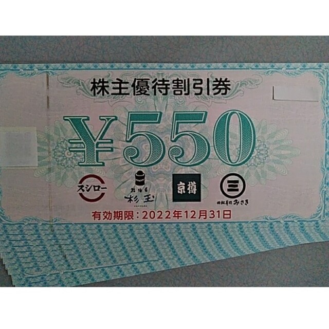 優待券/割引券スシロー　株主優待割引券　6600円分