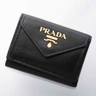 プラダ(PRADA)の☆K2909M プラダ サフィアーノ ロゴ文字金具 本革 三つ折 ミニ 財布(財布)