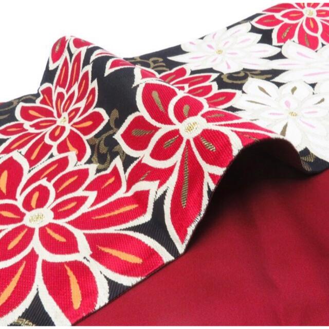 花模様　振袖　袋帯　黒地　赤　白　金 レディースの水着/浴衣(帯)の商品写真
