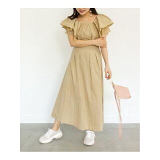 ランダ(RANDA)の【BEIGE】ラッフルスリーブワンピース(ロングワンピース/マキシワンピース)