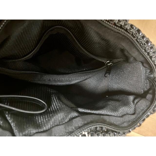 アンテプリマ　ワイヤーバッグ　リボン　異素材ハンドバッグ　ジッパー付き　黒