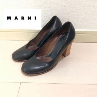 マルニ(Marni)のマルニ◆MARNI レザー　チャンキーヒール　ブラック　シンプル　ウッドヒール(ハイヒール/パンプス)