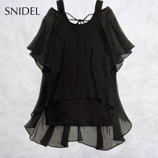 スナイデル(SNIDEL)の美品　SNIDEL  シフォン レイヤード チュニック 黒 アシンメトリー(その他)