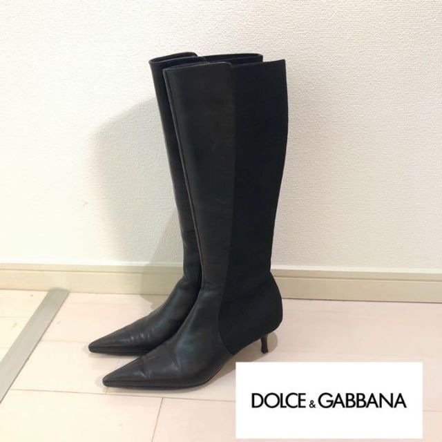 超人気新品 DOLCE&GABBANA◇ドルガバ レザー ロングブーツ ブラック