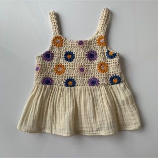 ザラキッズ(ZARA KIDS)のZARABABY   フラワー柄クロシェ編み付きトップス(Tシャツ/カットソー)