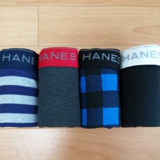 ヘインズ(Hanes)のL　青チェック　ヘインズ　ボクサーパンツ　4枚(ボクサーパンツ)