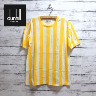 ダンヒル(Dunhill)のdunhill◆イタリア製　半袖　Tシャツ　ボーダー　ロゴ刺繍　M(Tシャツ/カットソー(半袖/袖なし))