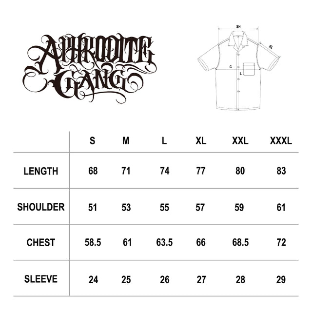 舐達麻 Aphrodite Gang オープンシャツ BLACK | paymentsway.co